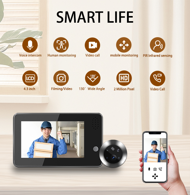 Home Security Doorbell Camera - 4.3inch Tuya Smartlife WiFi Doorbell Visual